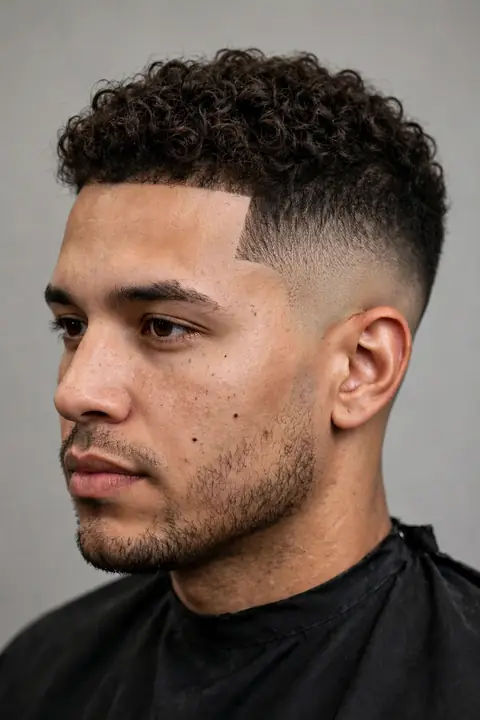 temp fade para hombre con degradado en las sienes