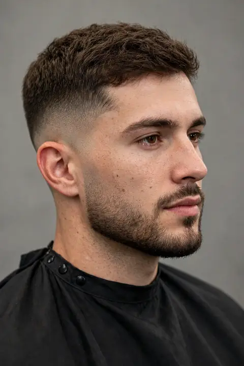 taper fade para hombre con barba arreglada