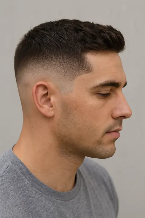 Mid fade de perfil Mid fade visto de lado con línea de transición a media altura