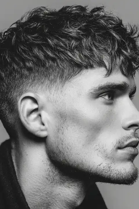 Quiff con taper fade Quiff con laterales en taper fade, peinado hacia arriba