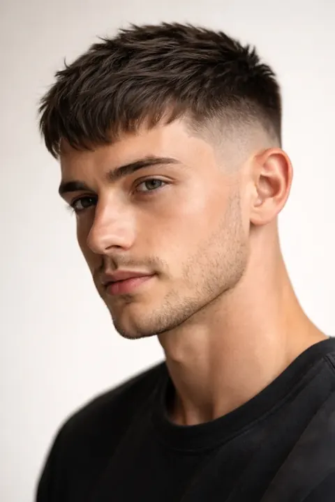 Taper fade para cara cuadrada Hombre de mandíbula cuadrada con corte degradado moderno