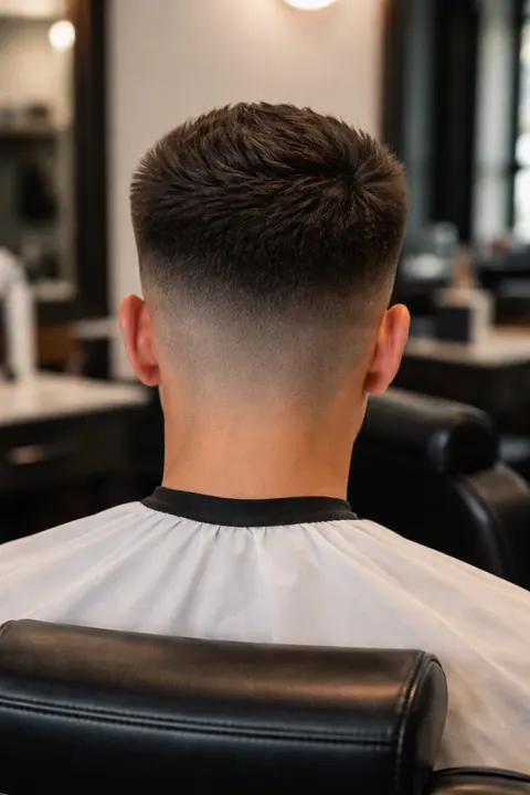 Taper fade en la nuca con desvanecido gradual limpio