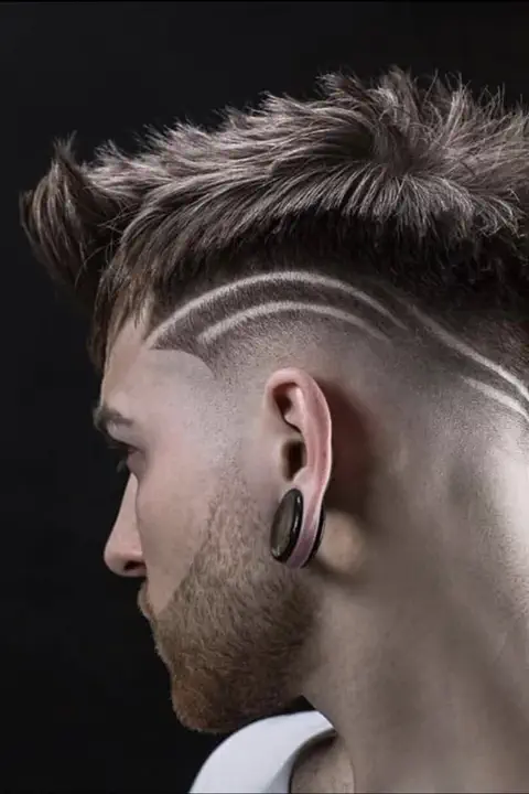 Taper fade con líneas curvas de bordes difuminados que se funden en el degradado