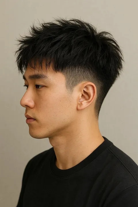 Taper fade texturizado en rostro de forma ovalada Taper fade texturizado en rostro de forma ovalada
